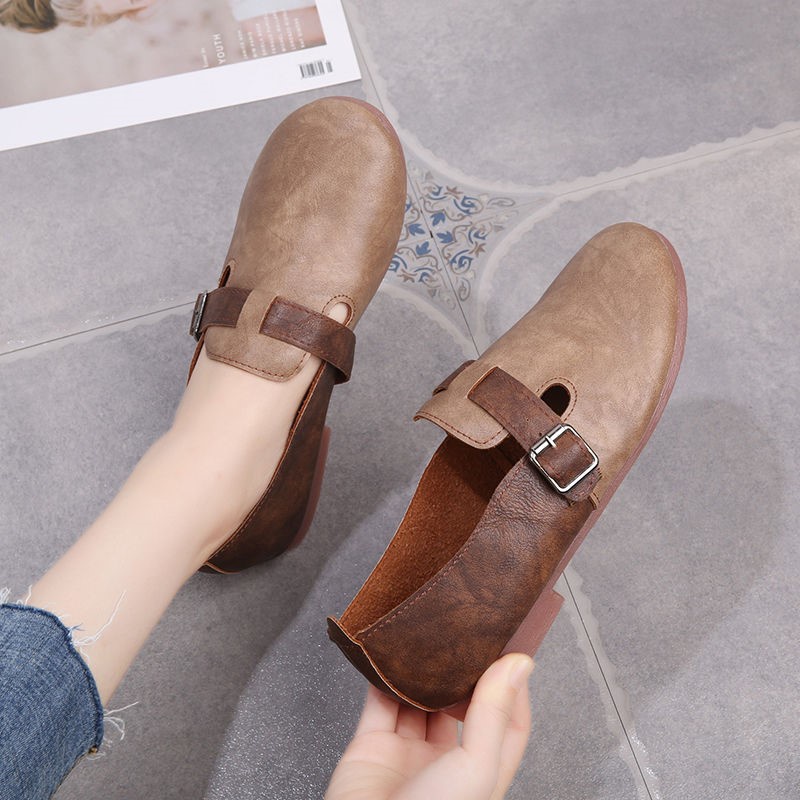 Giày da đế mềm phong cách retro thanh lịch
