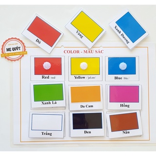 [Học Liệu Cho Bé] Bộ Song Ngữ Anh-Việt, 18 Trang Bóc Dán -Tiếng Anh Có Phiên Âm -Giáo Dục Montessori