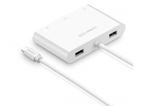 Cáp chuyển đổi usb-c to hdmi + hub usb 2.0 usb 3.0 hỗ trợ lan 10/100mbps chính hãng ugreen 30440
