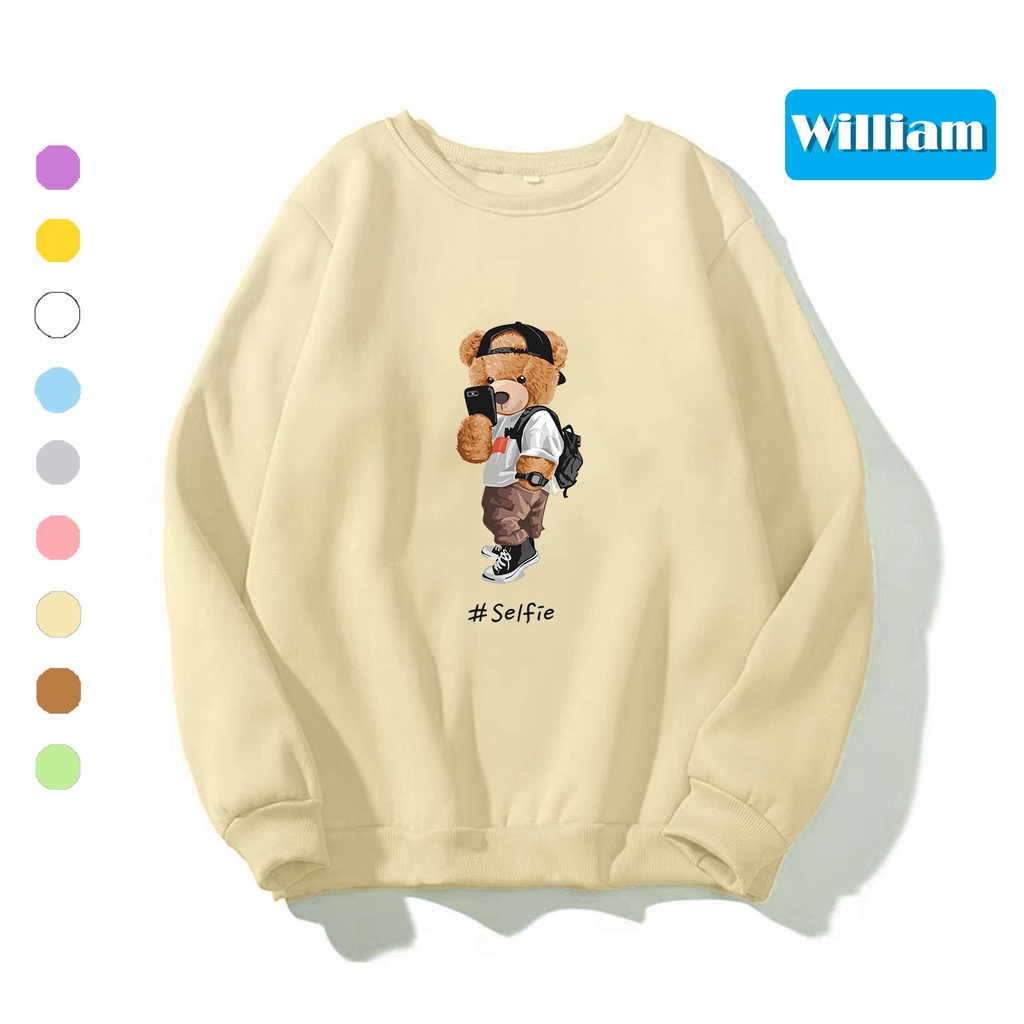 Áo sweater nam nữ in hình Gấu cực cute chất nỉ dày dặn, hợp làm áo cặp William - DS185