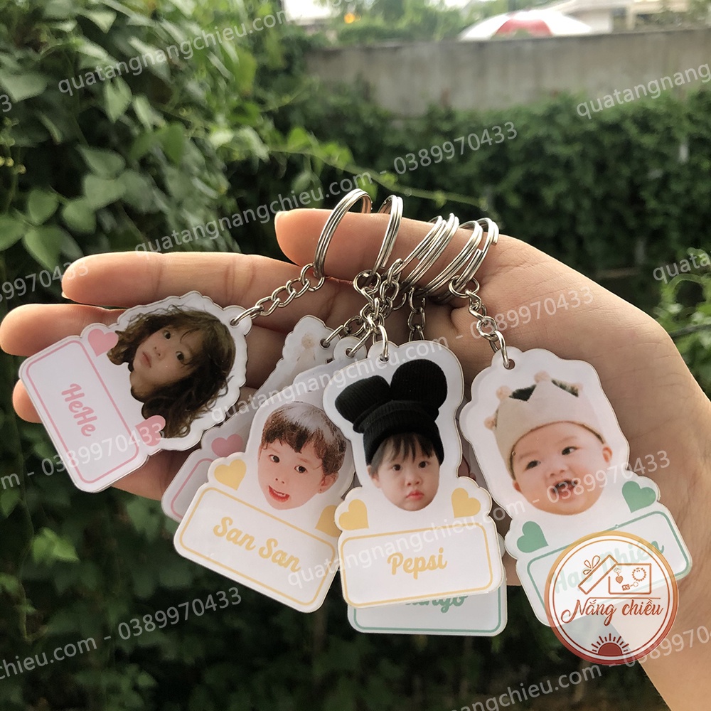 Phụ kiện treo xe, Móc chìa khóa ghép chibi theo yêu cầu, chất liệu mika