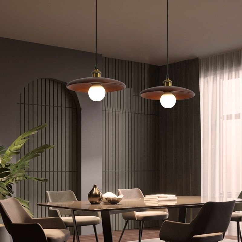 Led phòng khách bắc âu gỗ đèn thả trang trí đèn treo trần bàn ăn đèn chùm giản