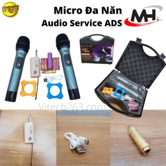 GIẢM 30% Bộ 2 Micro Không Dây Đa Năng Cao Cấp AUDIO SERVICE ADS-002-Sản phẩm dùng cho ÂMLY,CÁC LOẠI LOA KÉO...