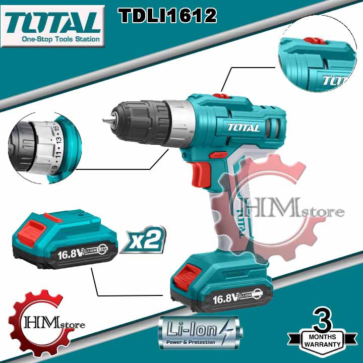 [Chính hãng] Máy Khoan dùng pin Li-ion 16.8V TOTAL TDLI1612 - Máy khoan pin cầm tay 16..8v