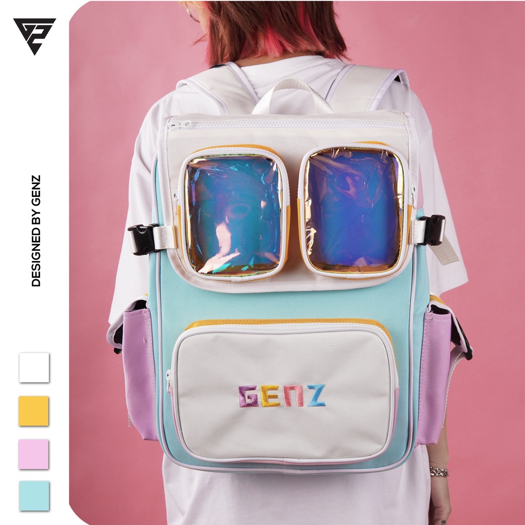 Balo ulzzang GENZ Backpack tone màu pastel trẻ trung