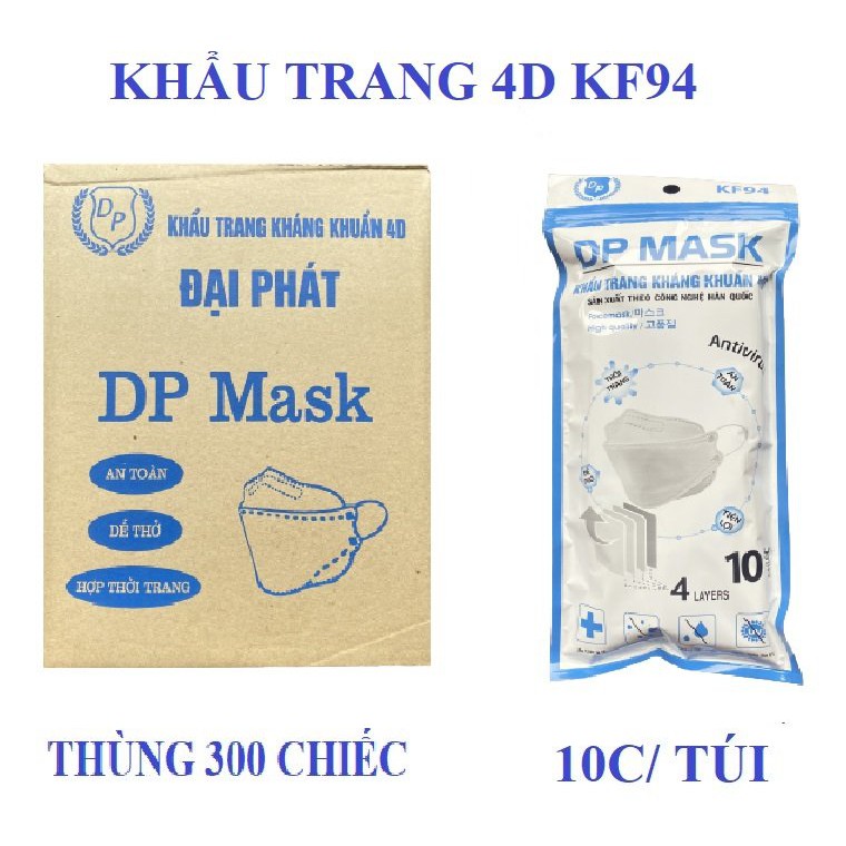 Thùng 300 Chiếc Khẩu Trang 4D Kháng Khuẩn KF49