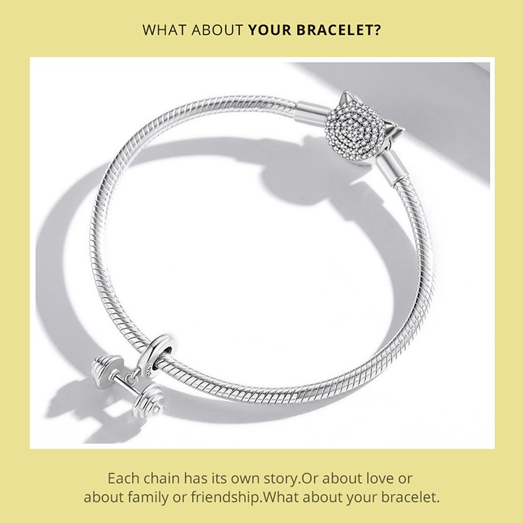 Phụ kiện vòng tay BAMOER SCC2052 Bạc Sterling 925 hình thanh tạ hợp thời trang thích làm thủ công