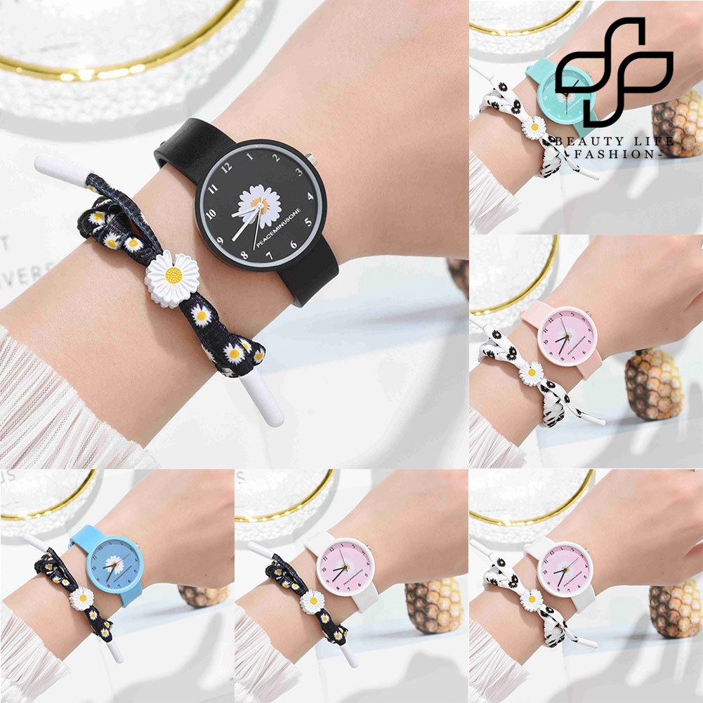 BEA™ XR4370 Women Marguerite Silicone Analog Quartz Watch with Bracelet