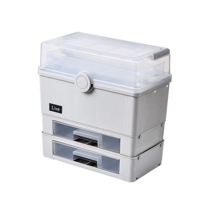 Hộp Đựng Thuốc Gia Đình Y Tế 3 tầng Chia Ngăn Có 2 Ngăn Kéo Nhựa PP Loại 1 Smart Home 1904