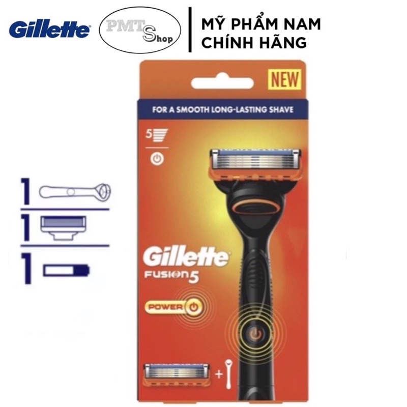 Bộ dao cạo râu cao cấp 5 lưỡi Gillette Fusion Proshield (1 tay cầm xoay chiều và 2 đầu cạo 5+1)