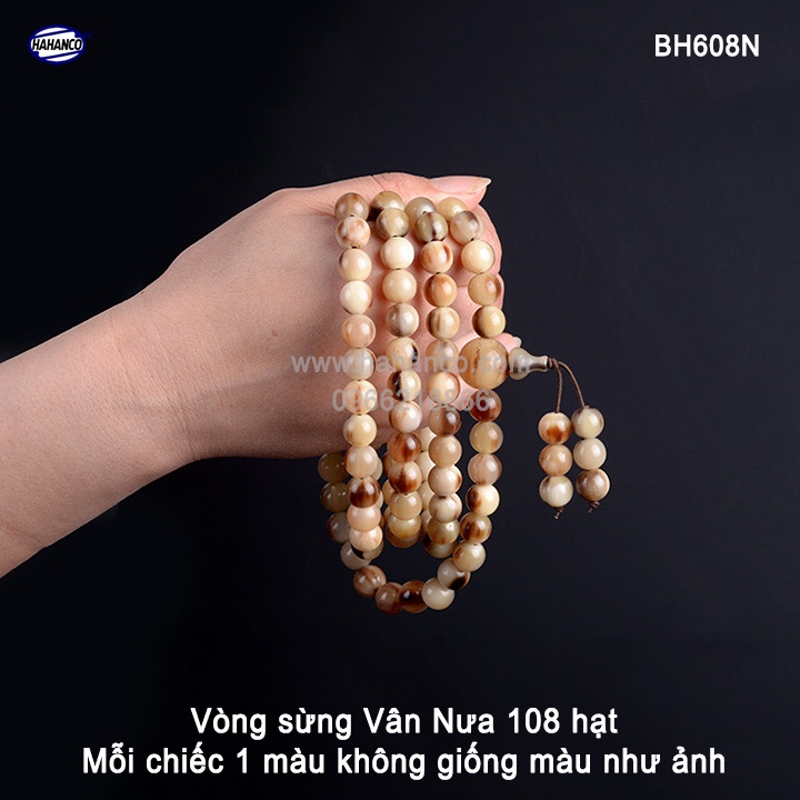 Vòng tay Nam bằng sừng - chuỗi/tràng 108 hạt/8mm - phong thủy - Tĩnh Tâm (BH608N)