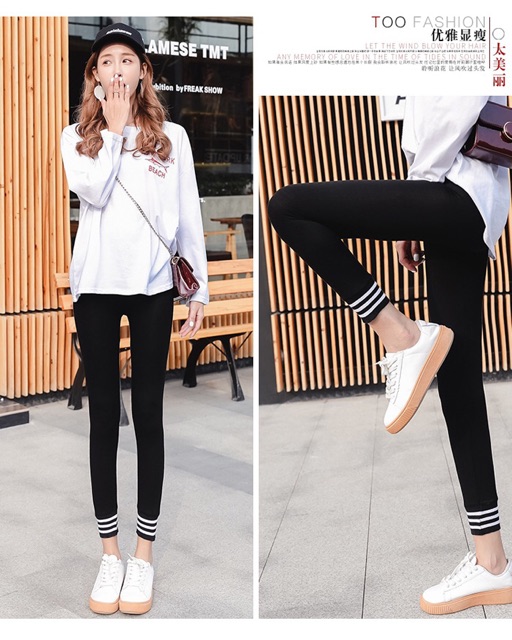 Quần legging thun bo lai big size 3 sọc size lớn 4Xl 65-80kg