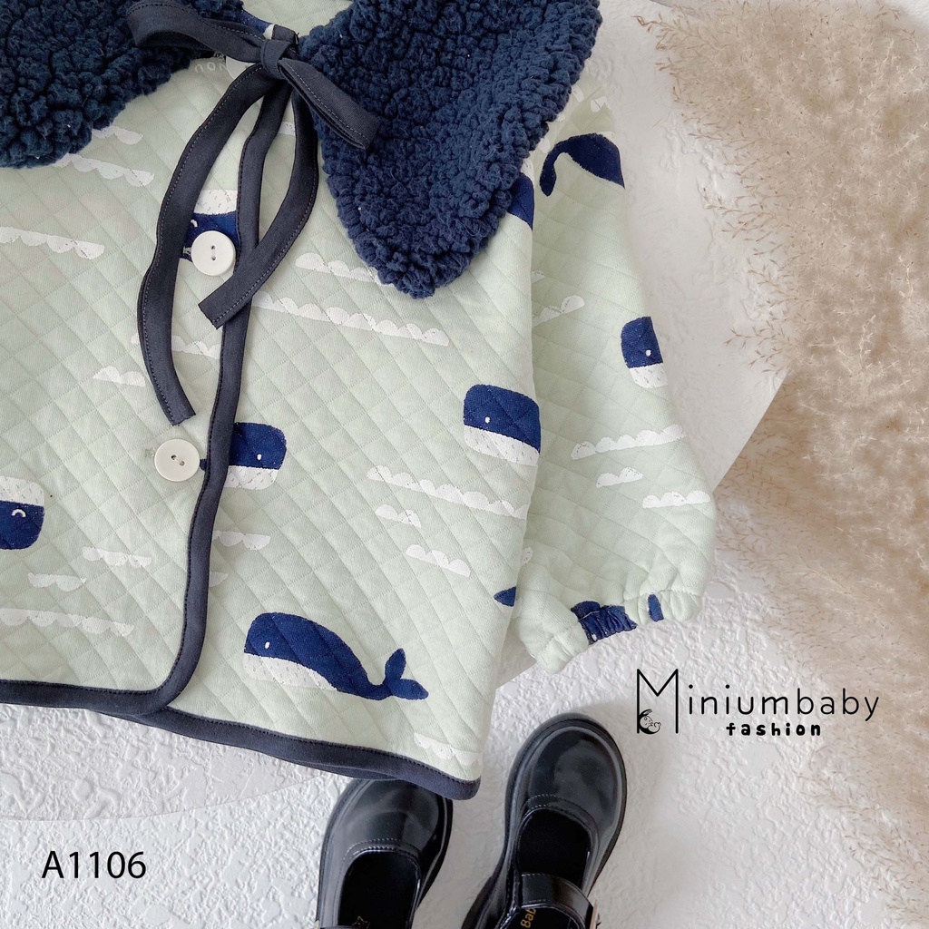 Áo khoác trẻ em MiniumBaby trần bông cho bé gái họa tiết ngộ nghĩnh - A1106
