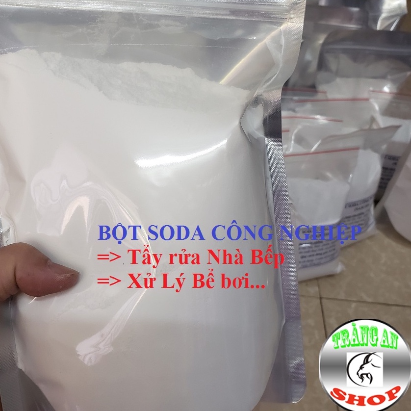 1 Kg Bột Soda Tẩy Rửa Công Nghiệp, Dầu Mỡ Nhà Bếp, Xử Lý Bể Bơi Đóng Gói Túi Zip Bạc