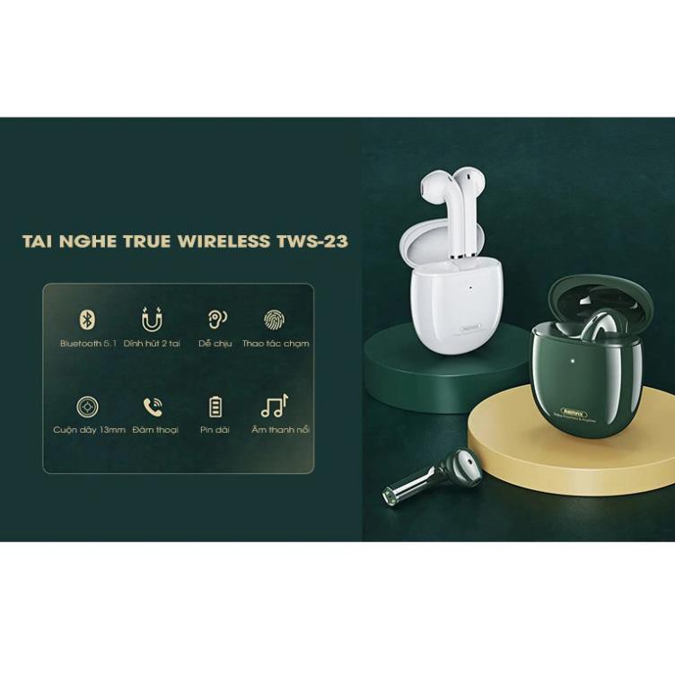 Tai nghe Bluetooth TWS Remax TWS23 V5.0, Âm Bass cực hay Hãng phân phối chính thức