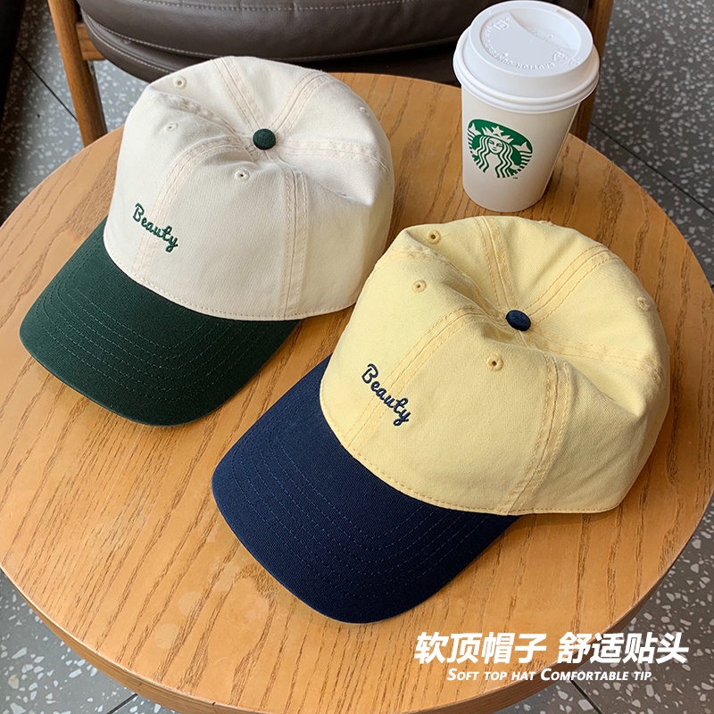 Mũ Lưỡi Trai Chất Liệu Cotton Mềm Màu Sắc Tương Phản Thời Trang Phong Cách Hàn Quốc Cho Nam Và Nữ