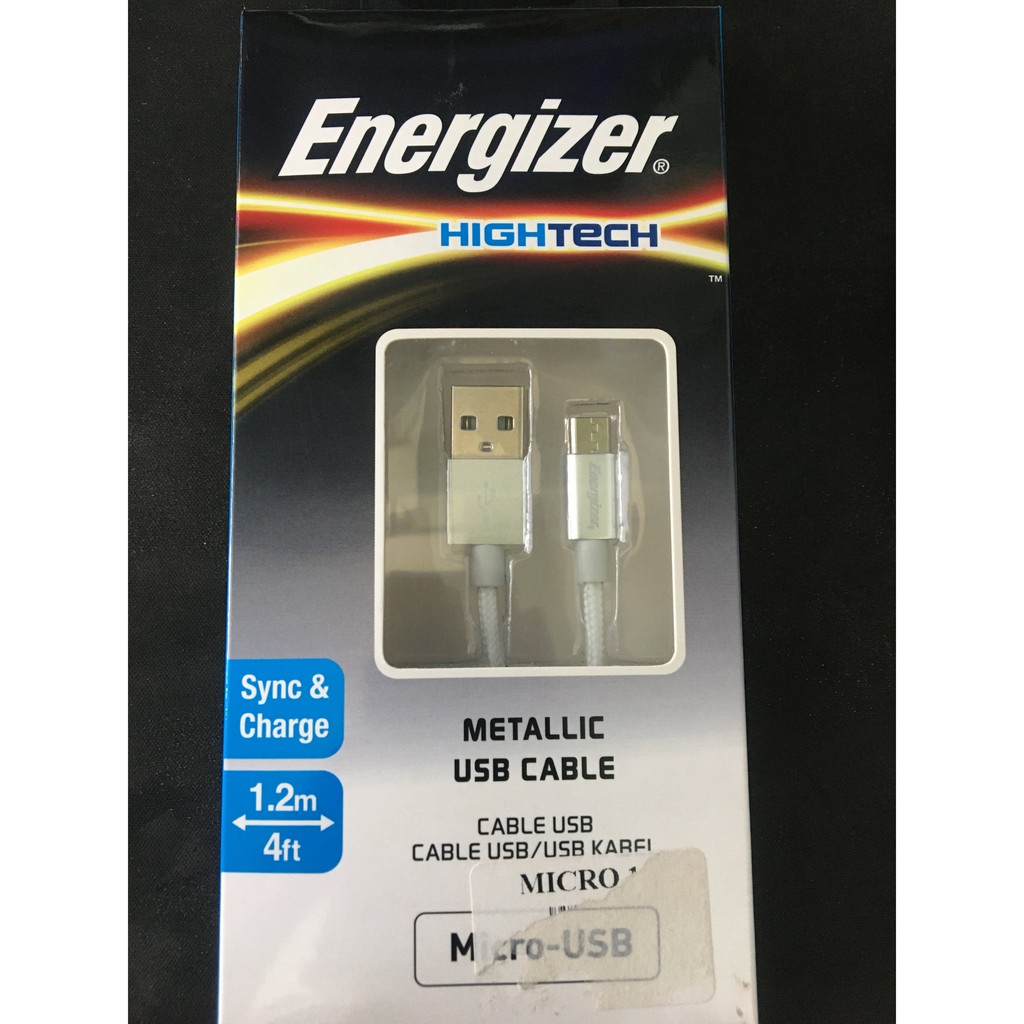 Cáp Sạc chính hãng Energizer Micro USB Metallic 1.2m