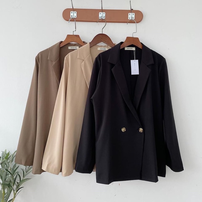 Áo vest blazer nữ hai cúc dáng suông | BigBuy360 - bigbuy360.vn