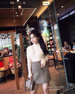 Chân váy dạ kẻ