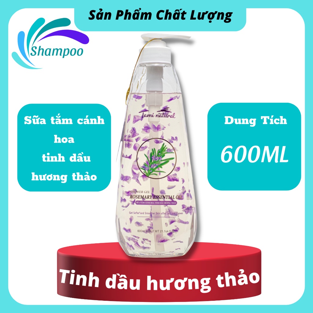 Sữa tắm TAMI NATURAL 600ML trắng da thơm dịu dưỡng ẩm gel tắm trắng da toàn thân hương nước hoa giảm mụn lưng