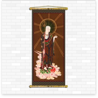 Tranh Liễn Phật Giáo - Địa Tạng Vương Mục Kiền Liên Bồ Tát  – Vải canvas cao cấp nẹp sáo gỗ tự nhiên