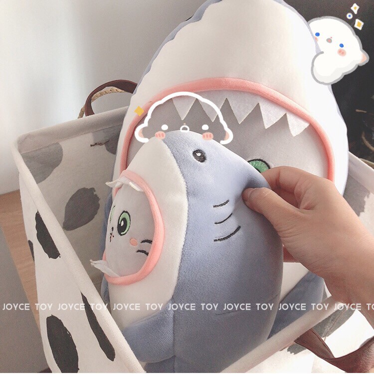 Gấu bông cá mập mặt mèo- Mèo cosplay cá mập nhồi bông- gấu bông baby shark kích thước 35-50-60-70cm NEOCI