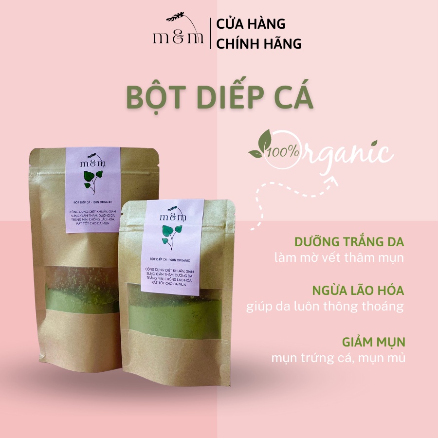 Bột Rau Diếp Cá Đắp Mặt, Sấy Lạnh, Nguyên Chất Hữu Cơ, Handmade,Trắng Da Dưỡng Ẩm, Mờ Thâm Sạm