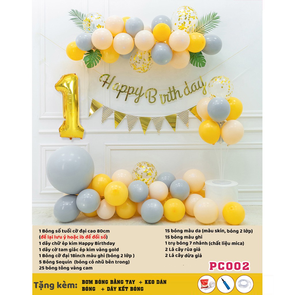 Set trang trí sinh nhật, trang trí thôi nôi, đầy tháng bé trai bé gái màu pastel PARTY CITY PC002