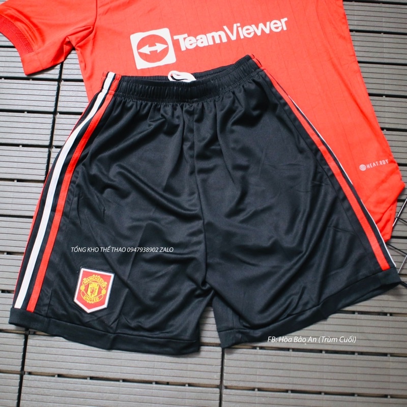 Bộ quần áo đá banh CLB Manchester mùa 22/23 bản quần đen hàng cao cấp thailand