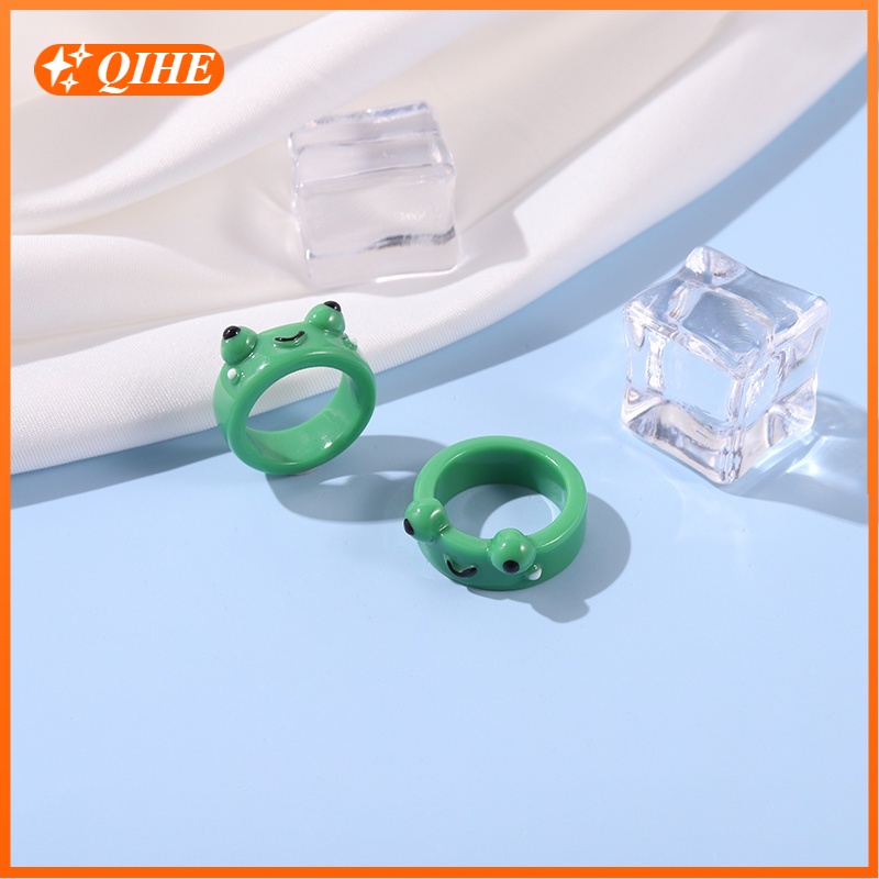 Nhẫn đeo ngón tay QIHE JEWELRY họa tiết chú ếch độc đáo dễ thương