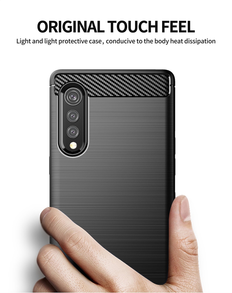 Dành Cho LG Nhung Dành Cho LG G9 ThinQ Sang Trọng Sợi Carbon Bao Mềm Trơn Silicon Dành Cho LG Nhung LM-G910EMW G900N