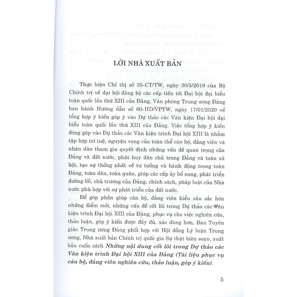 Sách - Những Nội Dung Cốt Lõi Trong Dự Thảo Các Văn Kiện Trình Đại Hội XIII Của Đảng | BigBuy360 - bigbuy360.vn
