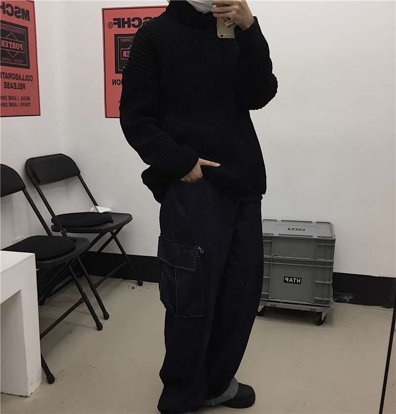 Áo Sweater Cổ Lọ Phong Cách Retro Đường Phố