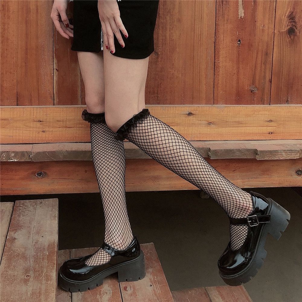 Tất lưới co giãn phối ren phong cách lolita ngọt ngào thời trang Nhật Bản cho nữ