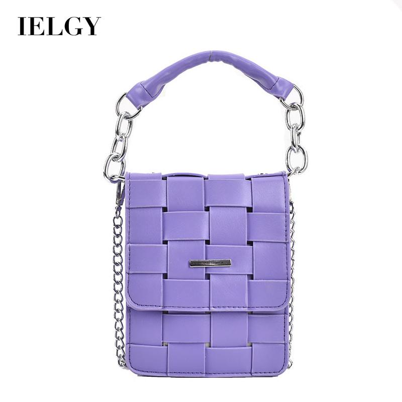 Túi đeo vai IELGY họa tiết đan xen kẽ dây xích mini thời trang dành cho nữ