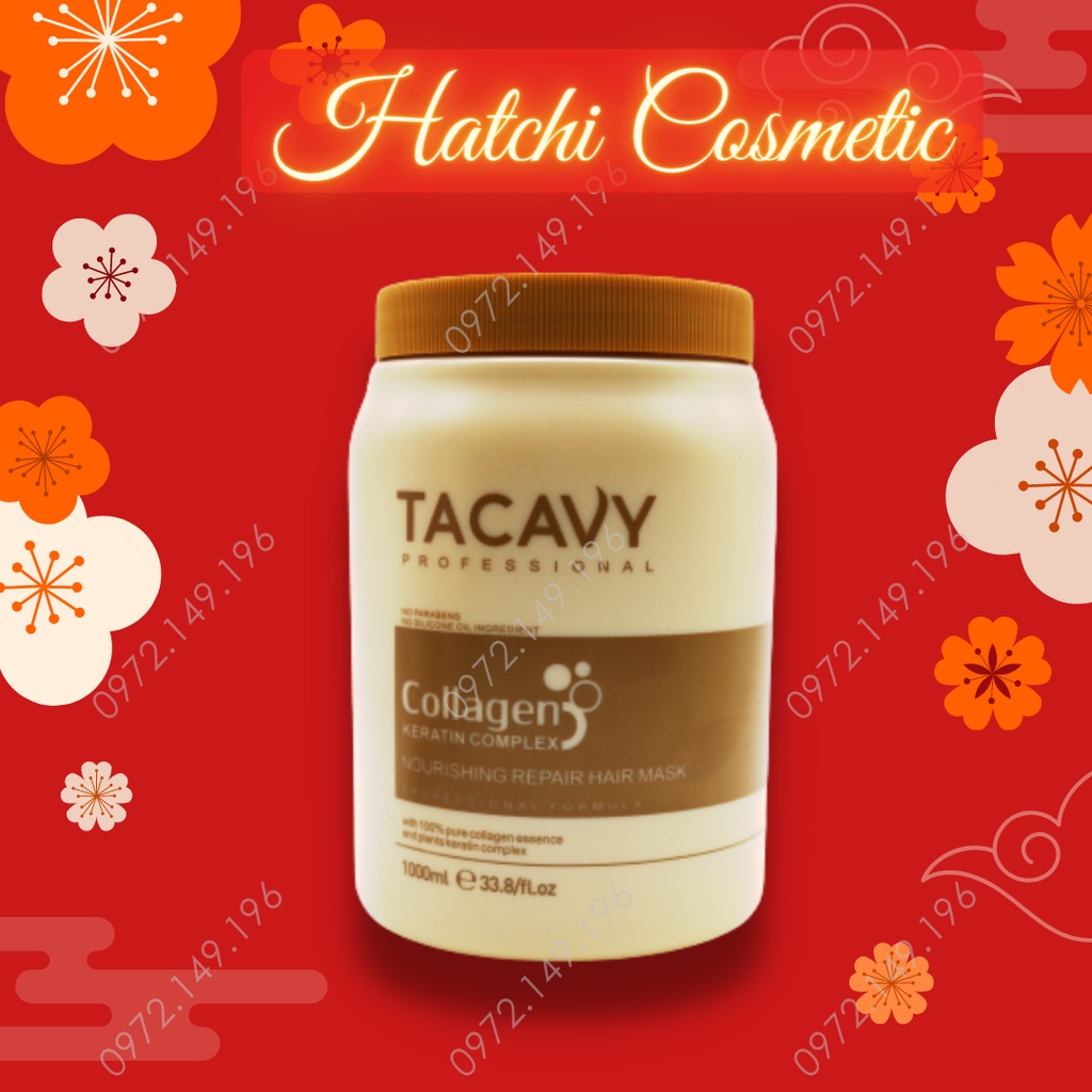 KEM HẤP Ủ TÓC COLLAGEN TACAVY 1000ML | PHỤC HỒI TÓC HƯ TỔN, DƯỠNG TÓC SIÊU MỀM MƯỢT