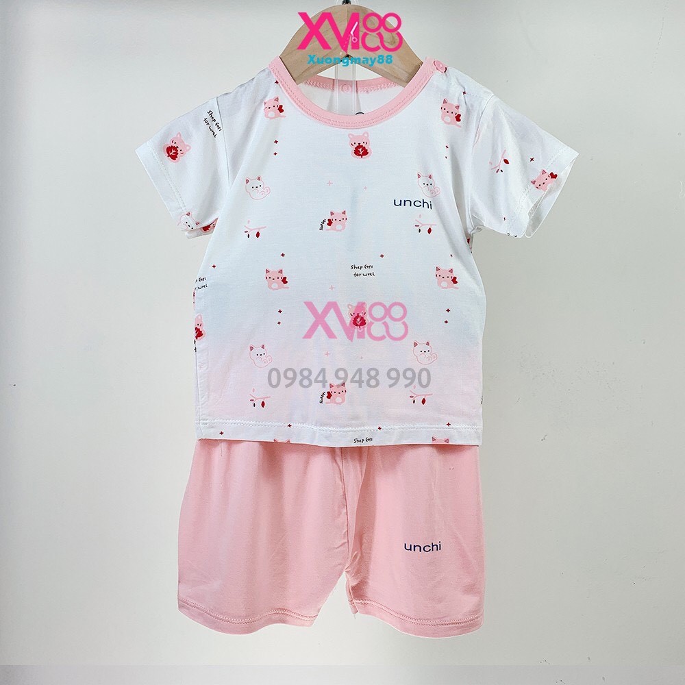 Bộ cộc tay Unchi cổ màu cúc cài vai cho bé XM07