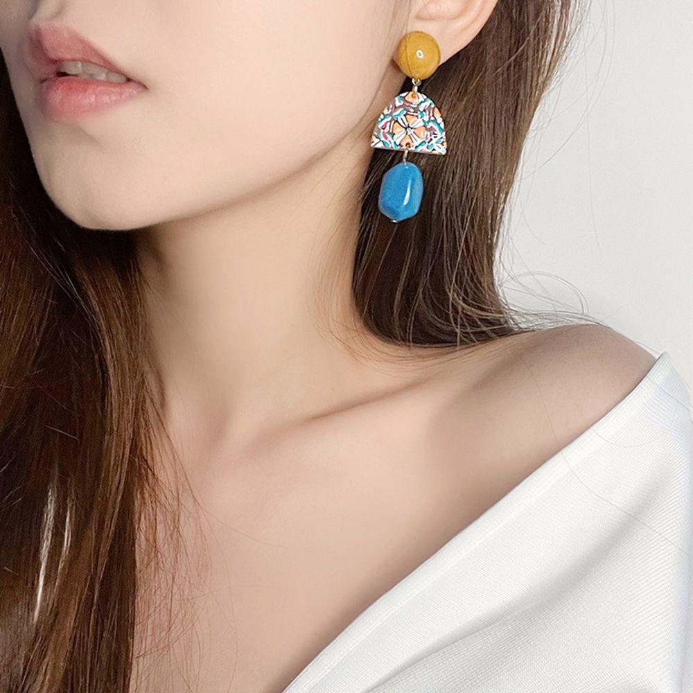 Bông Tai Phối Màu Tương Phản Phong Cách Cổ Điển Cho Nữ|Bông Tai Dáng Dài Phong Cách Baroque Thời Trang Cho Nữ