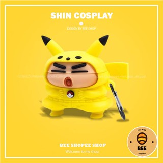  Case Airpod 1 2 Pro Đựng Tai Nghe Airpod 1 2 Pro Cậu Bé Shin Pikachu Bằng Silicon Dẻo - BEE SHOP 