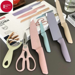 Bộ dao kéo 6 món Everrich Kitchen lúa mạch sịn sò siêu sắc bén - Set dao lúa mạch 6 món Everrich Kitchen