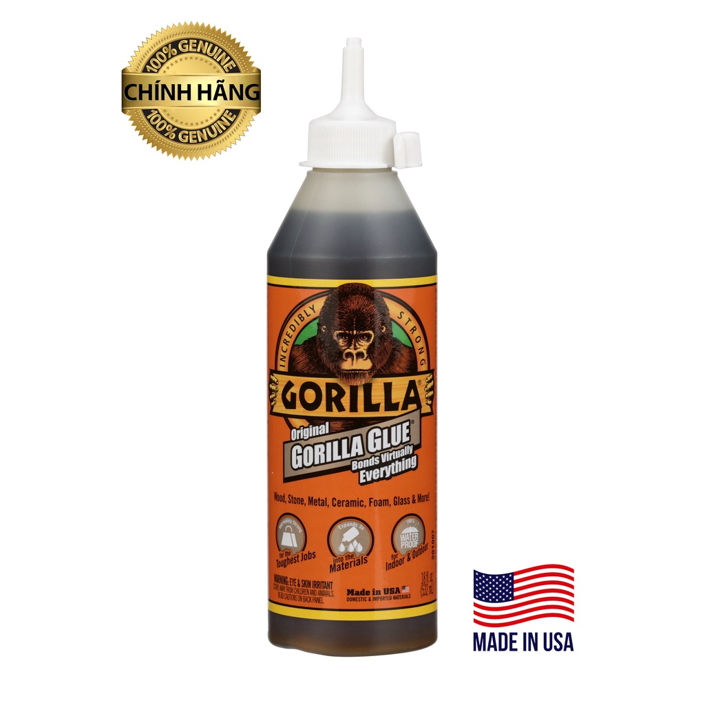 Keo Dán Đa Năng Original Gorilla Glue Không Thấm Nước, Không Bong Khi Tiếp Xúc Nhiệt Độ, Dán Mọi Vật Liệu 532ml