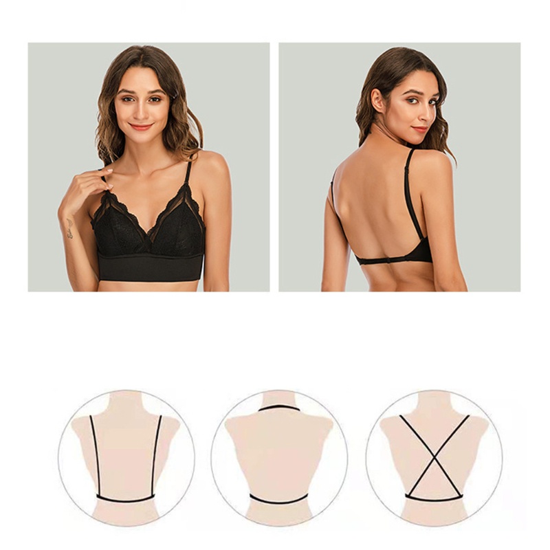 Áo Lót Ren Nâng Ngực Mềm Mại Hình Tam Giác Chữ U Hở Lưng Quyến Rũ Cho Nữ