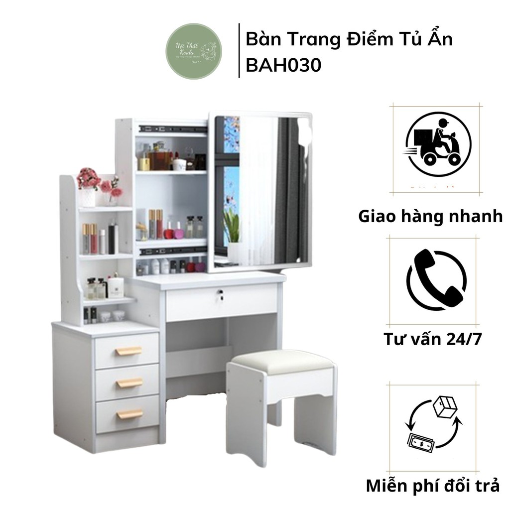 Bàn phấn gỗ ép cao cấp - kèm ghế bàn trang điểm bàn trang điểm kệ để đồ trang điểm-BAH030