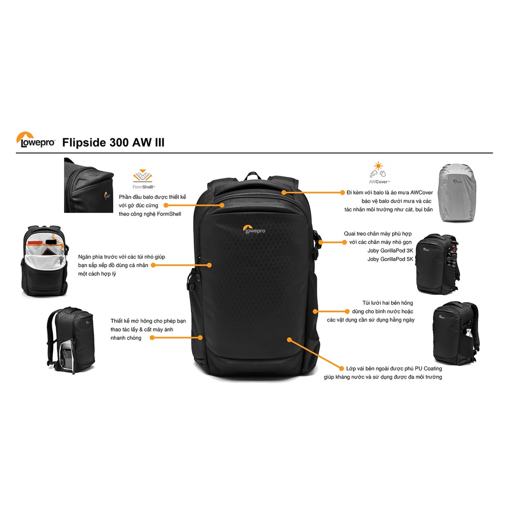 BALO MÁY ẢNH HÀNG CHÍNH HÃNG Lowepro Flipside 300 AW III