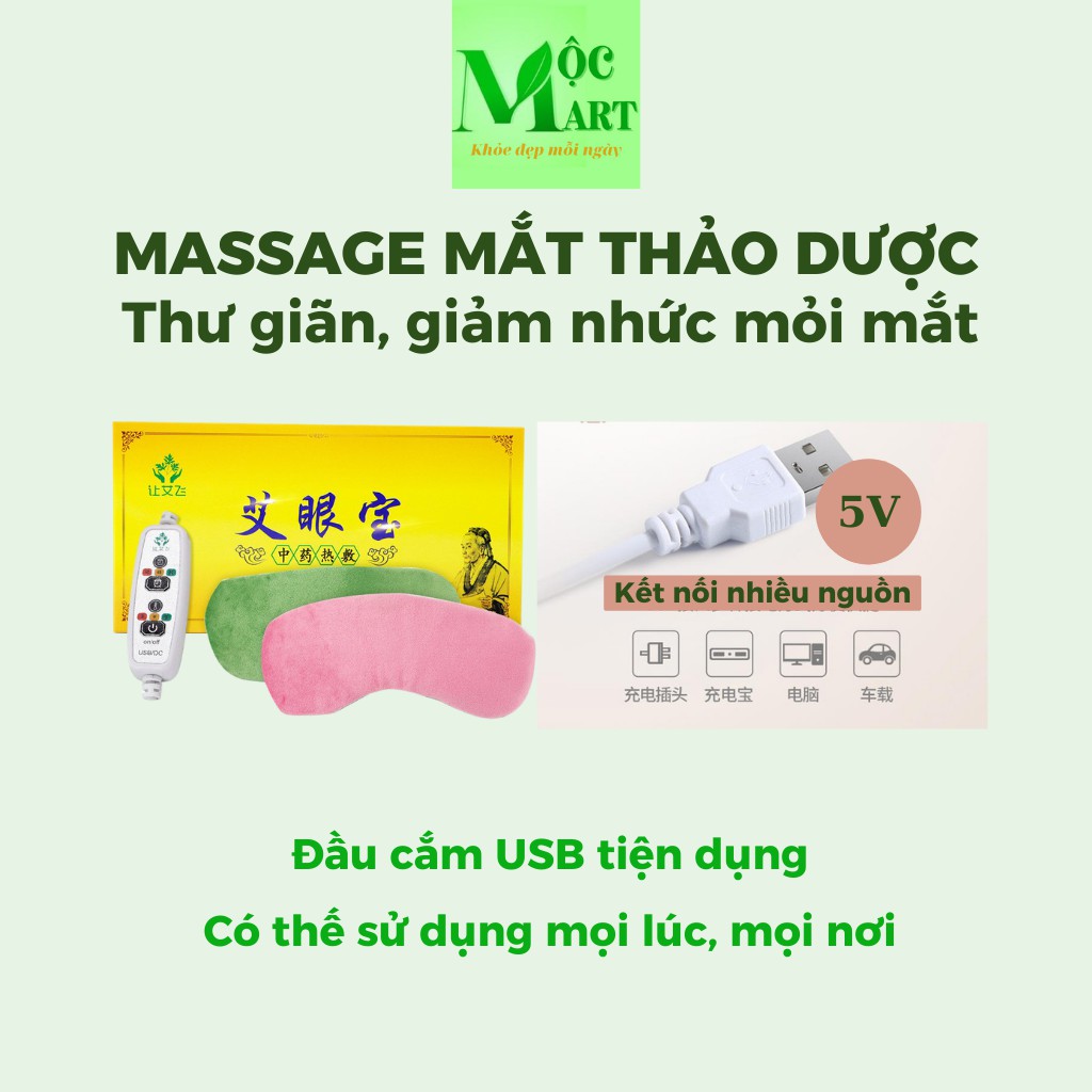 Túi chườm nóng mắt thảo dược thư giãn, giảm quầng thâm, nhức mỏi mắt ,đầu cắm USB tiện dụng, có hẹn giờ,chỉnh mức nhiệt