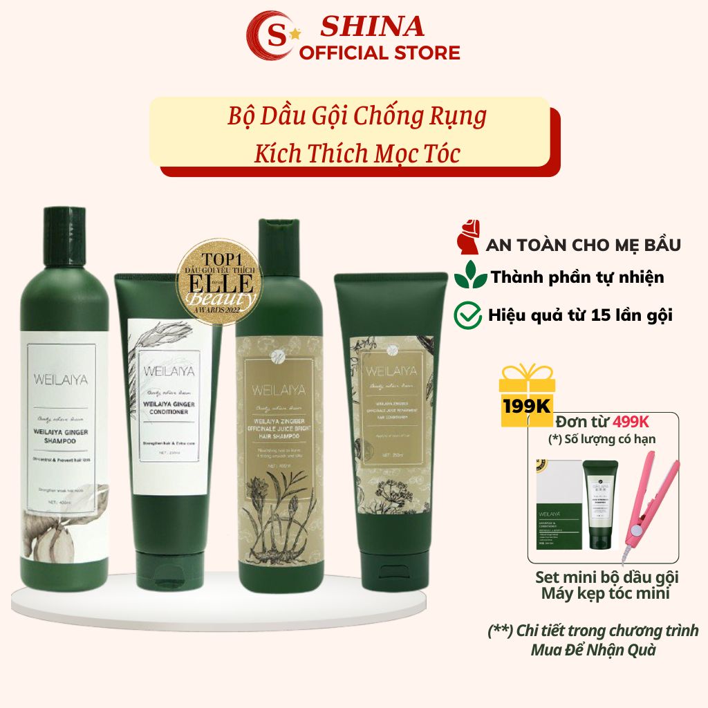 Bộ dầu gội Weilaiya chính hãng tinh chất gừng DGG131 ngăn giảm rụng tóc kích thích mọc tóc dành cho da đầu khô gàu