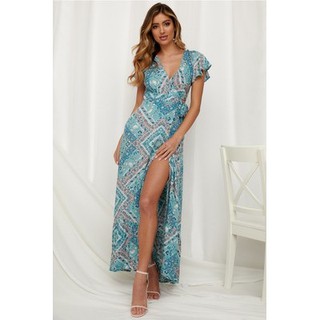 Váy boho vạt chéo maxi đi biển