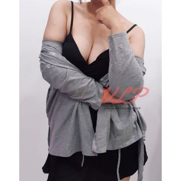 [BIGSIZE_95KG]_DN114_Áo choàng Cotton ngắn viền satin