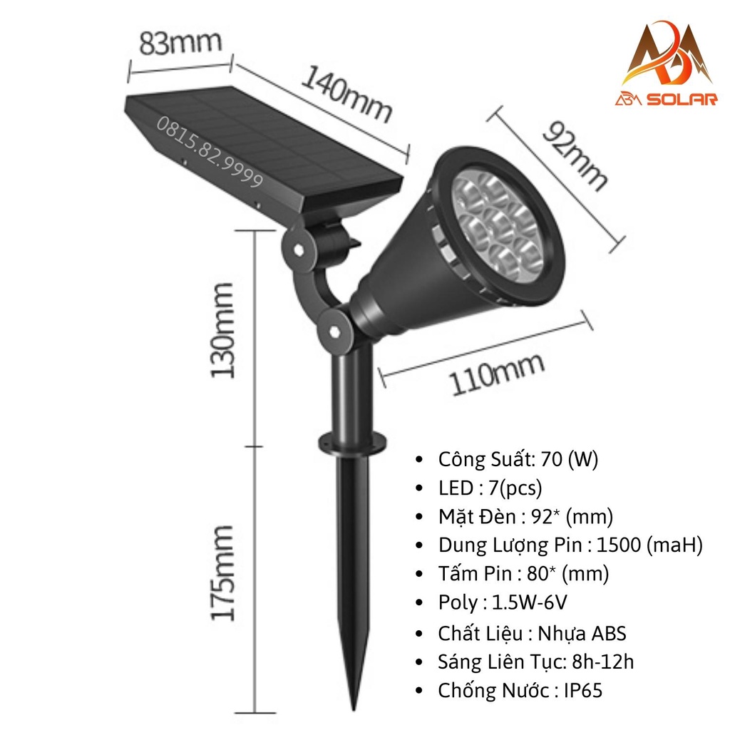 Đèn Tích Điện Năng Lượng Mặt Trời 100W Bóng Buld, Có Điều Khiển Từ Xa Và Cáp Sạc Điện 220v - ABM Solar