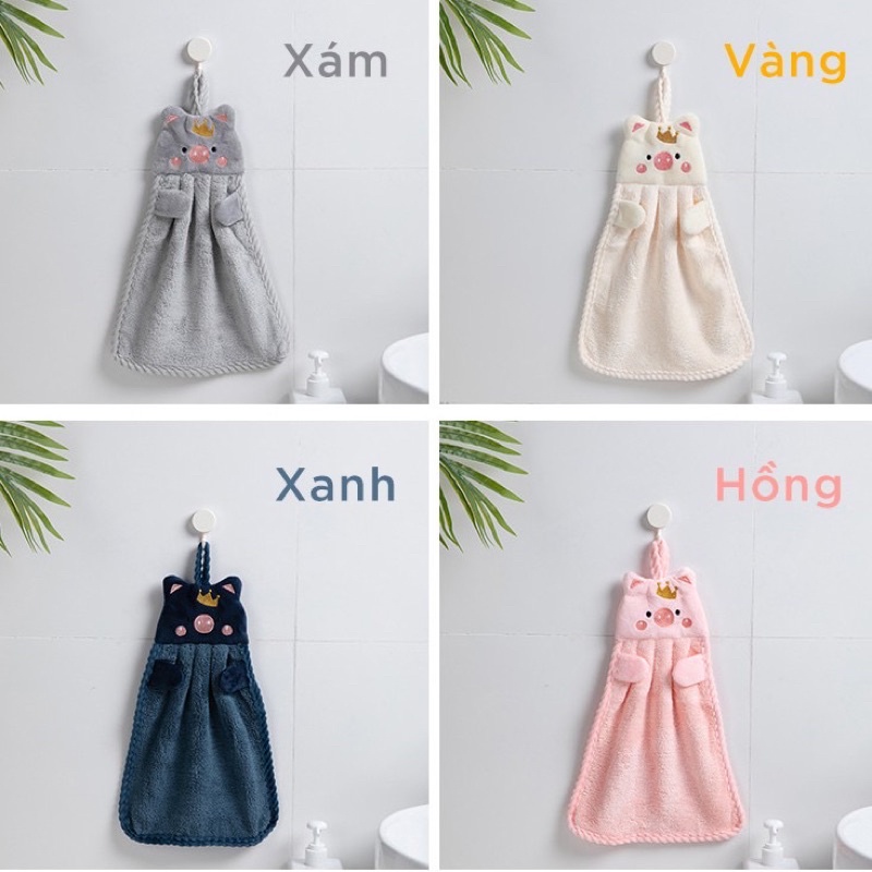 Khăn lau tay nhà bếp dễ thương có móc treo cao cấp cotton siêu mềm mại an toàn với da tay siêu thấm hút